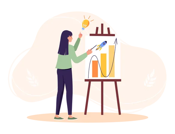 Woman with business growth idea  Illustration