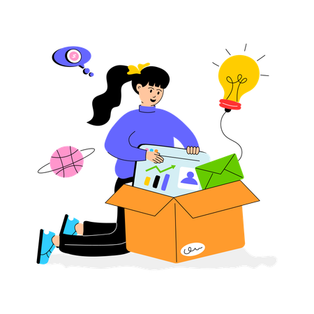 Woman with Business Ideas  Illustration