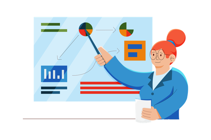 Woman with business strategy Illustration