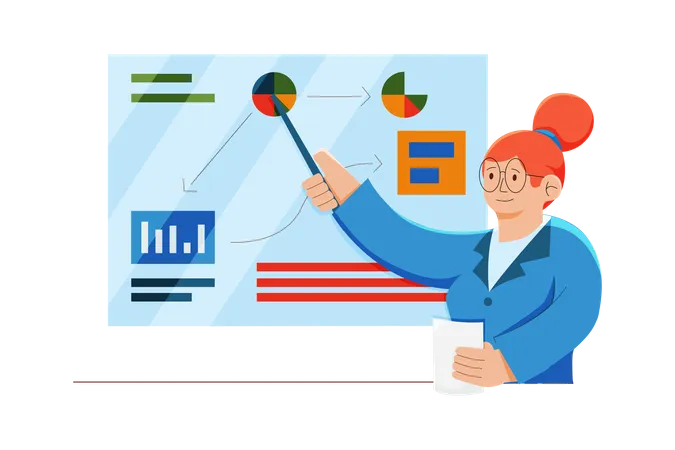 Woman with business strategy  Illustration