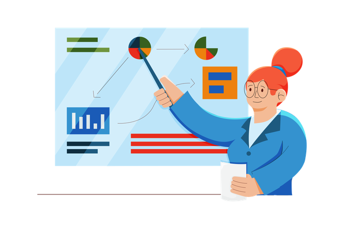 Woman with business strategy  Illustration
