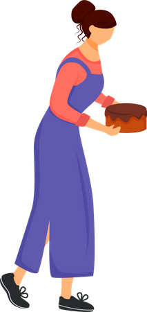 Woman with cake Illustration