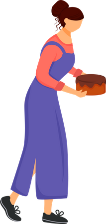 Woman with cake  Illustration