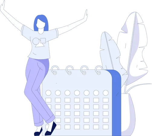 Woman with calendar  Illustration
