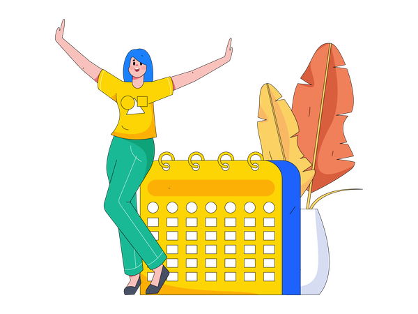 Woman with calendar  Illustration