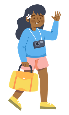 Woman with camera and bag Illustration