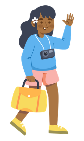 Woman with camera and bag  Illustration