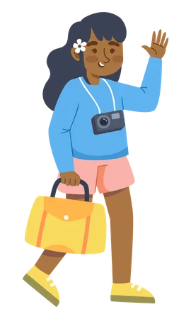 Woman with camera and bag  Illustration