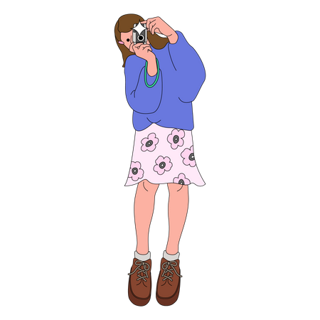 Woman with camera  일러스트레이션