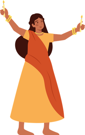 Woman With Candle  Illustration