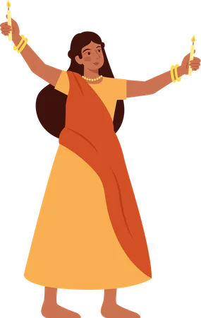 Woman With Candle  Illustration