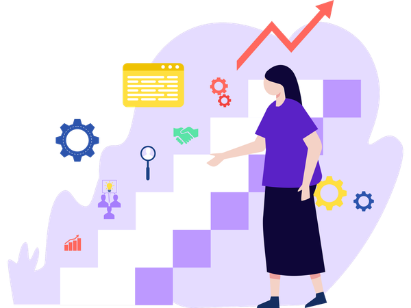 Woman with Career Growth  Illustration