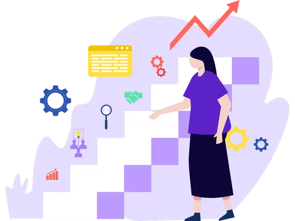 Woman with Career Growth  Illustration