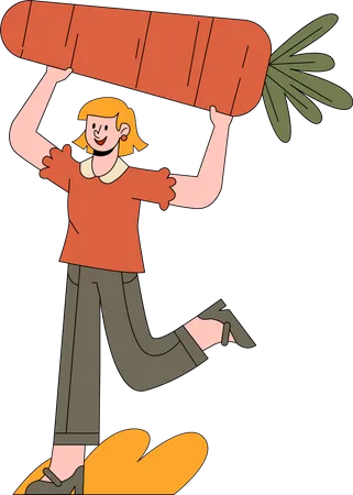 Woman with carrot  Illustration