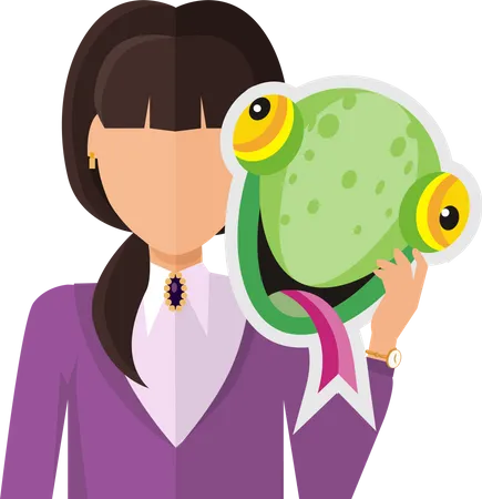 Woman with Chameleon Mask Flat Design Vector  Illustration