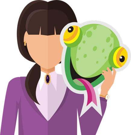 Woman with Chameleon Mask Flat Design Vector  Illustration