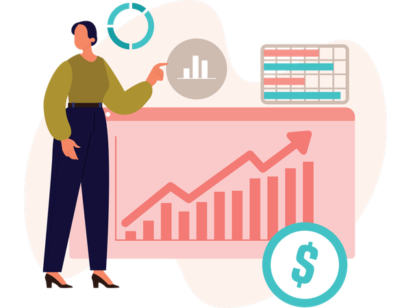 Woman with Chart analysis  Illustration