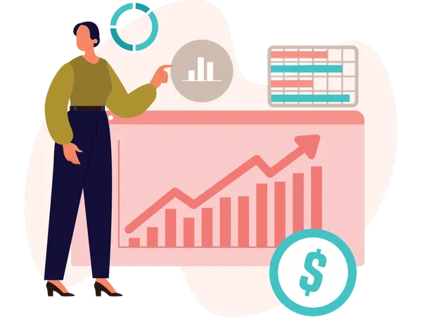 Woman with Chart analysis  Illustration