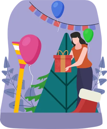 Woman with christmas gifts Illustration