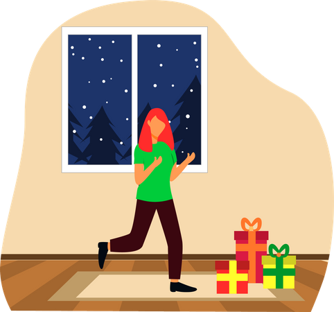 Woman with Christmas presents  Illustration