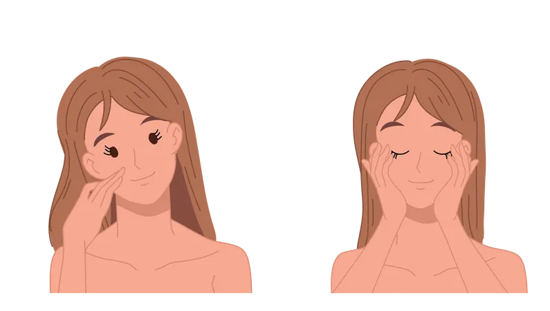 Woman with clear pimple free face  Illustration