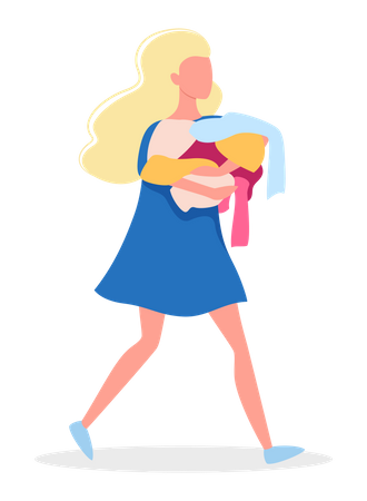 Woman with clothes  Illustration