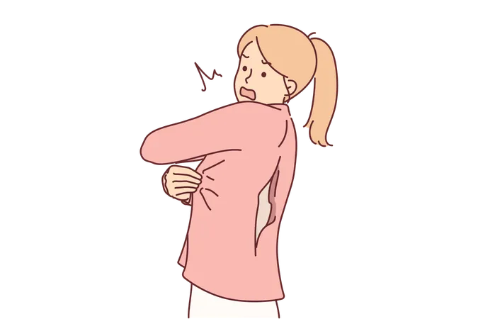 Woman with clothes torn at back  Illustration