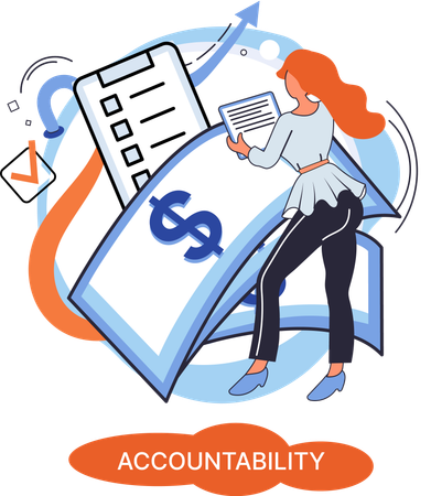 Woman with Company tax and account  Illustration