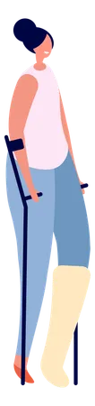 Woman with crutch  Illustration