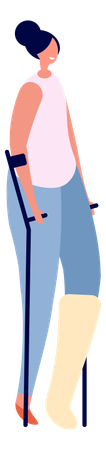 Woman with crutch  Illustration