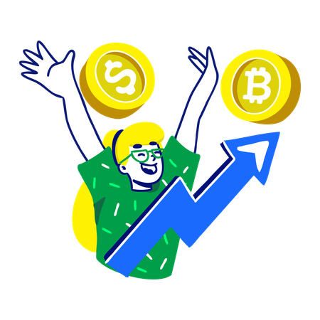 Woman with Crypto Arrow Dipping  Illustration