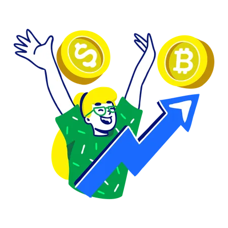 Woman with Crypto Arrow Dipping  Illustration