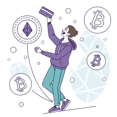 Woman with cryptocurrency wallet  Illustration