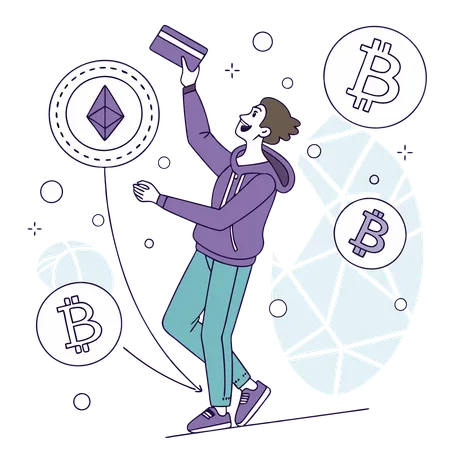 Woman with cryptocurrency wallet  Illustration