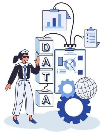 Woman with data analysis  Illustration