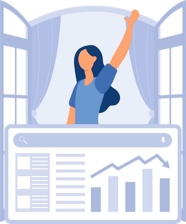 Woman with data analysis  Illustration