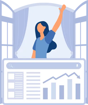 Woman with data analysis  Illustration