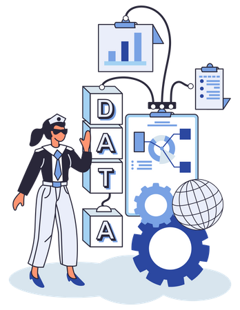 Woman with data analysis  Illustration