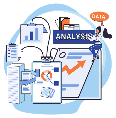 Woman with Data analysis report  Illustration