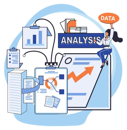 Woman with Data analysis report  Illustration