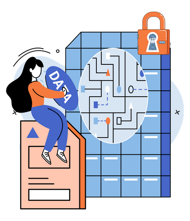 Woman with data analytics  Illustration