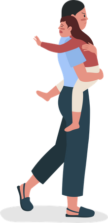 Woman with daughter leaves husband Illustration