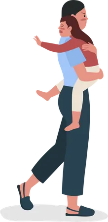 Woman with daughter leaves husband  Illustration