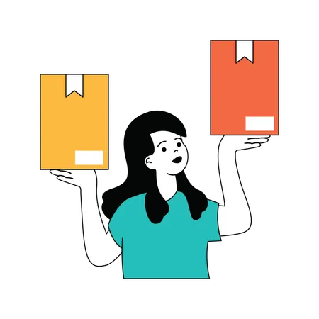 Woman with delivery box  Illustration