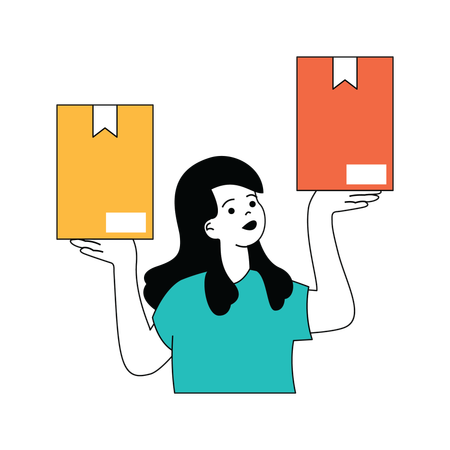 Woman with delivery box  Illustration