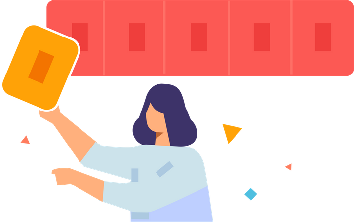 Woman with discount coupon  Illustration