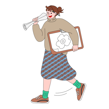 Woman with drawing board  Illustration