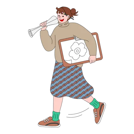 Woman with drawing board  Illustration