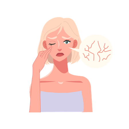 Woman with Dry Skin and Wrinkles Close-Up  Illustration