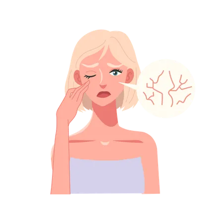Skincare Concept Facial Beauty With Dry Skin And Wrinkles Woman With Dry Skin And Wrinkles Close Up Illustration